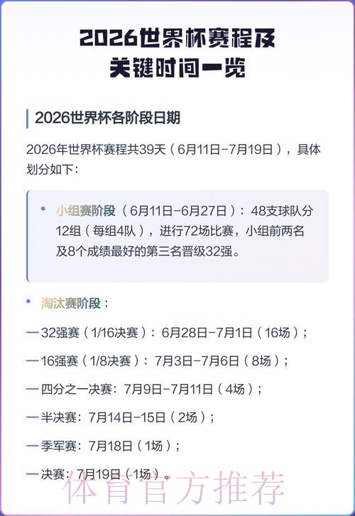 2026世界杯每日赛程完整版最新时间表在哪里看