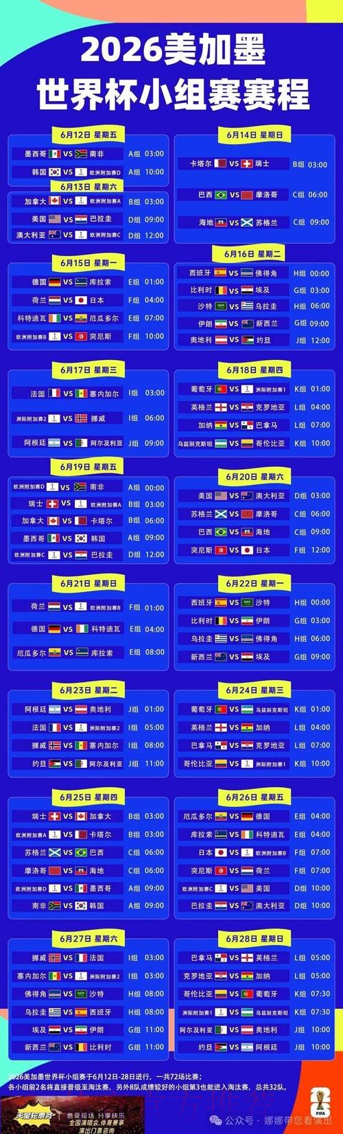 2026世界杯每日赛程中国时间最新时间表怎么看